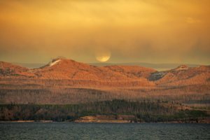 Moonrise over Lake Yellowstone